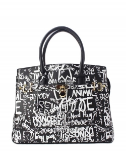 Graffiti Print Satchel Handbag 6537 C